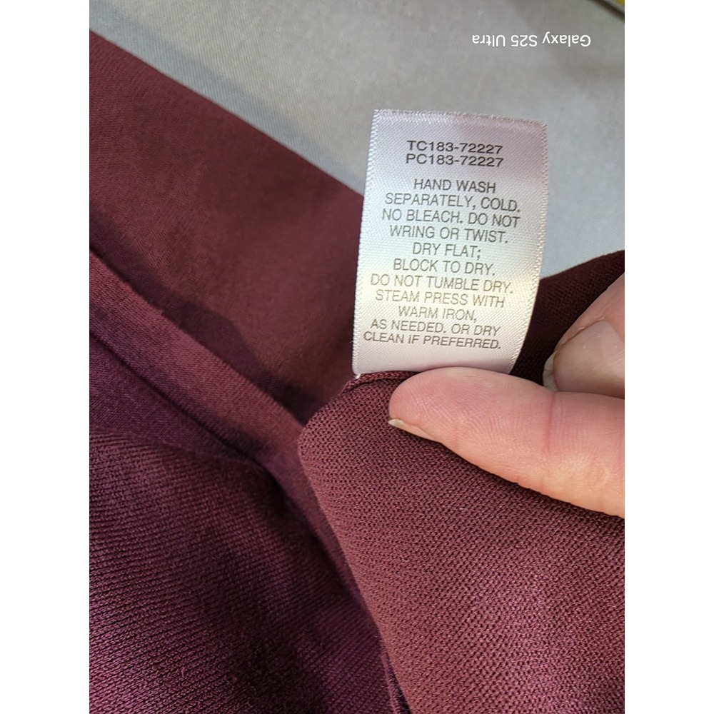 Pendleton Mock Neck Long Sleeve Top Large‎ Burgandy Silk Blend Classic Layering - Picture 6 of 6